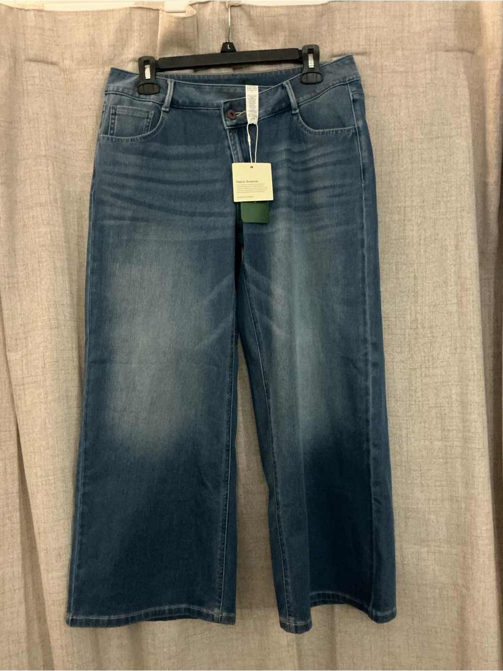 HALARA Blue asymmetrical Wide-Leg Crop Jeans
